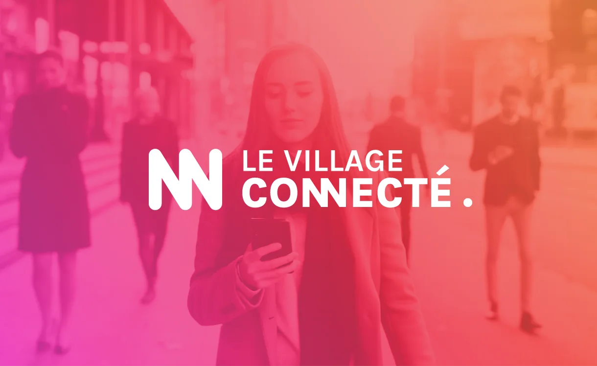 Logo Le village connecté avec un fond rose